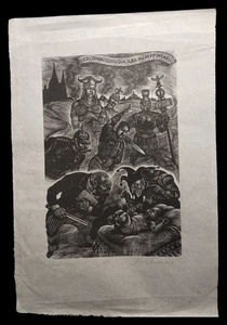 Signed FRITZ EICHENBERG  Artist Proof Wood Engraving VIVA COLONIA - Picture 1 of 6