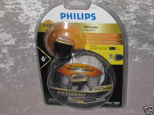 Philips DVI Cable 6 ft. HDTV  Home Theater 24K Gold NEW! - Image 1 of 1