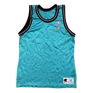 Vintage 90s Champion Vancouver Grizzlies BLANK Teal Made in USA Jersey Mens 40 - Picture 1 of 5