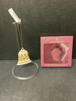 Enfeite de Natal Baldwin sino 24KT latão com acabamento dourado - Imagem 1 de 4