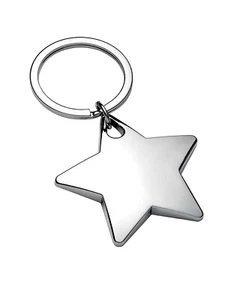 Personalisierter polierter Chrom Stern Schlüsselring graviert - in Geschenktüte - Bild 1 von 2