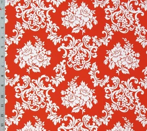 Tangerine Orange White Damask Cotton Fabric FreeSpirit Halloween FQ - Picture 1 of 1