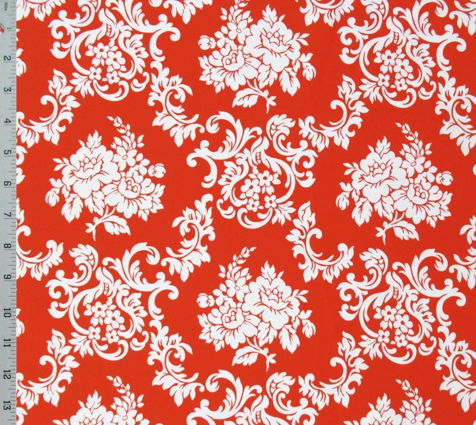 Tangerine Orange White Damask Cotton Fabric FreeSpirit Halloween FQ - Image 1 of 1