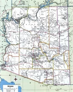 ARIZONA COUNTIES STRASSENKARTE GLÄNZENDES POSTER BILD FOTO DRUCK BANNER az 9718 - Bild 1 von 1