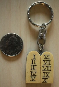 The Then Commandments Wood Plastic Religious Keychain Key Ring #30625 - Picture 1 of 2
