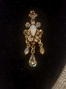 Colgante Florenza Estrás Tono Dorado Imitación Ópalo De Colección Firmado 2.25" Hogar Libre de Humo - Imagen 1 de 3