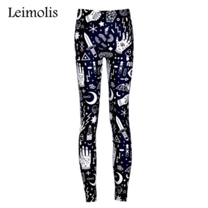 LEGGINGS LADIES 3 D WITCH PRINTED GOTHIC PLUS SIZE SPORT PARTY WORK GIFT NEW - Picture 1 of 7
