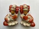 Pair Lovely Staffordshire Dogs With Flower Basket Vintage Collectable 18cm Tall