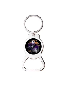 JACK SKELLINGTON BLACK BACKGROUND CUSTOM METAL KEY RING BOTTLE OPENER KEYCHAIN - Picture 1 of 2
