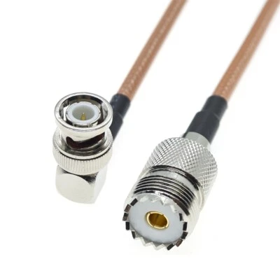 BNC male angle To UHF female SO239 lot RF Coaxial jumper Coax Cable RG400 - Image 1 of 2