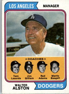 1974 Topps #144 Walter Alston Tom Lasorda Jim Gilliam Adams Monty Basgall- VG-EX
