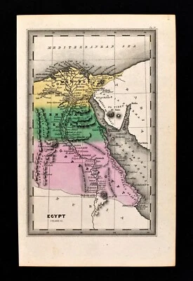 1834 凯里地图 埃及 努比亚 开罗 大金字塔 吉扎 亚历山大 孟菲斯 尼罗河 — 第 1/2 张图片