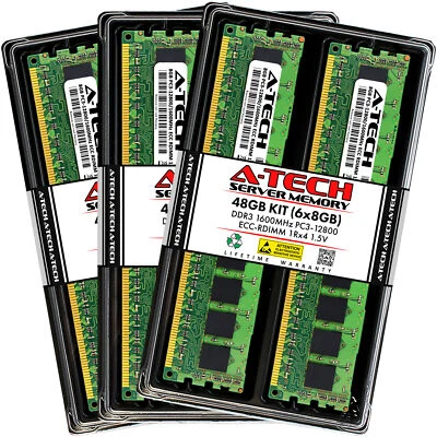 48GB 6x 8GB PC3-12800R RDIMM Dell PowerEdge R420xr R520 R720xd T420 Memory RAM - Image 1 of 3
