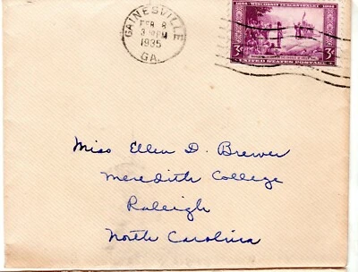 Sc#739 Gainesville GA Feb 8 1935 to Meredith College NC purple - Image 1 of 3