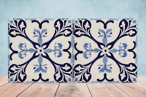 Juego de 2 azulejos de pared de cerámica española cocina mediterránea decoración salpicadero - Imagen 1 de 3