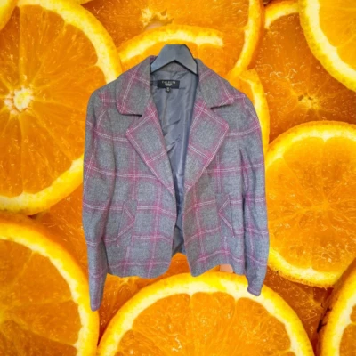 Blazer Talbots Gris Púrpura Mezcla de Lana a Cuadros Talla 10P Foto 1 de 3