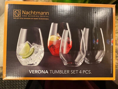 NACHTMANN - RIEDEL GLASSWORKS NEW! Nachtmann Fine Crystal Verona Tumbler Set of 4 Made in Germany 21 oz.