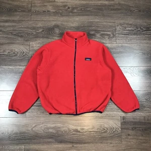 LL Bean Fleece Jacket Vintage Red Full Zip Up US Women’s Size Medium - Picture 1 of 6