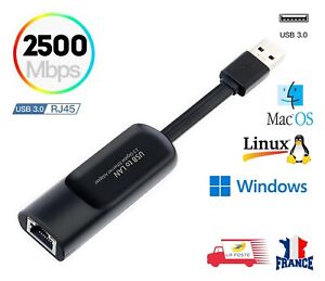 Carte réseau 2500Mbps USB 3.0 vers RJ45 convertisseur Ethernet Lan adaptateur