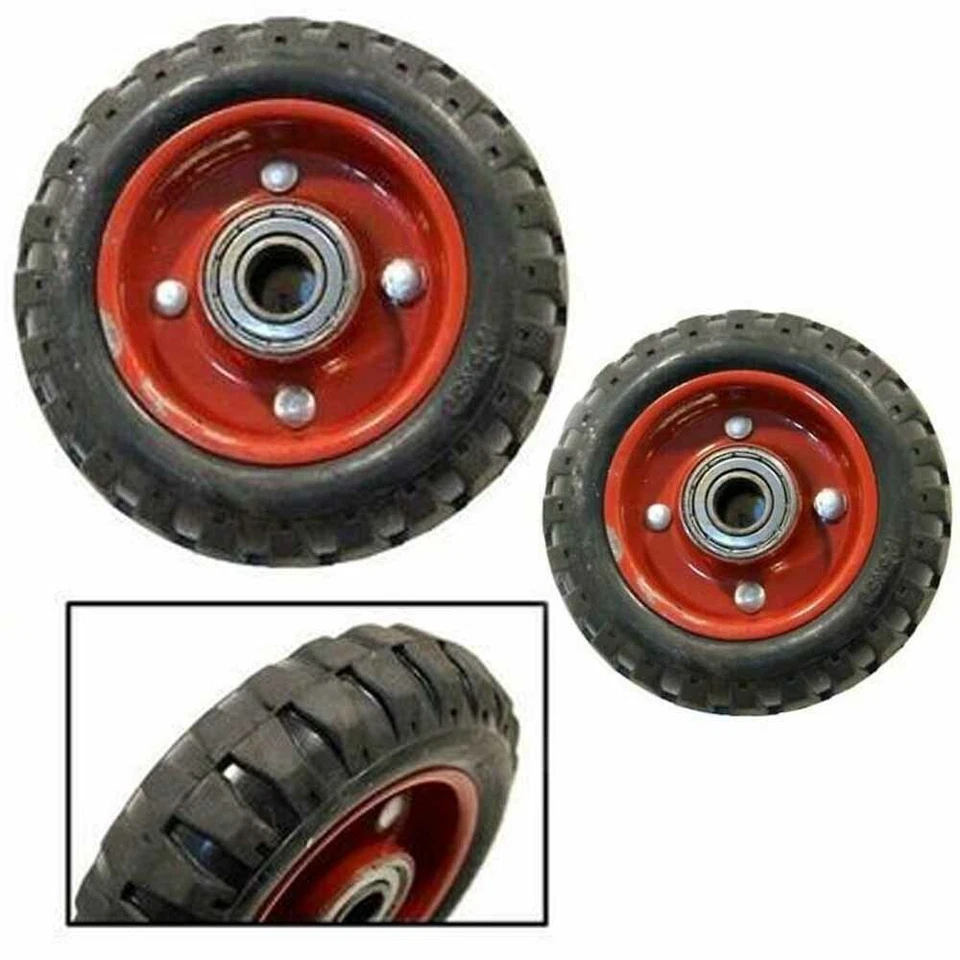 Coppia ruote carrello portapacchi rotelle ricambio ruota piena trasloco - Immagine 1 di 1