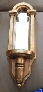 Vintage italienischer gold vergoldeter Wandleuchter Kerzenhalter umfunktioniert mit Spiegel hinzugefügt - Bild 1 von 15
