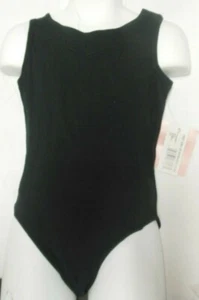 CAPEZIO TANK Leotard BLACK GIRLS 4-6 small cottonlycra embroidered back logo - Picture 1 of 6