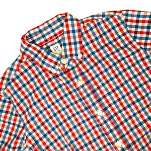Gap Kids Red White Blue Plaid Long Sleeve Button Down Size 10 - Picture 1 of 6