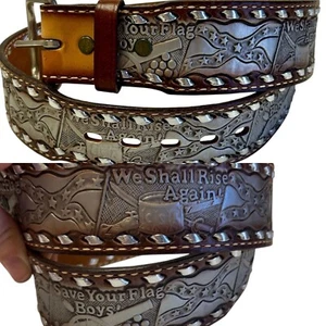 NOS Brazos Joe TOOLED Laced CSA We Shall RISE Again SAVE YOUR FLAG Western Belt - Picture 1 of 9