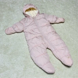 Antiguo Traje de Nieve Azul Marino Bebé Niña Talla 3-6 Meses Cremallera Completa Capucha Puffer - Imagen 1 de 4