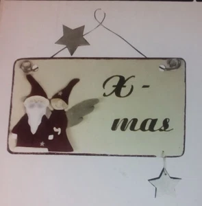 RI-07407- Holz-Türschild -Engel & Nikolaus - Selbstgestalten - Serviettentechnik - Bild 1 von 2