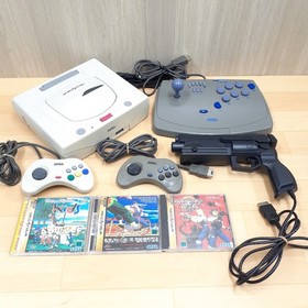 SEGA SATURN CONSOLE with Virtua Stick Gun Controller & 3 Games Japan NTSC-J