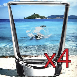 Ocean Wave x4 Shot Glasses Spirit Licor Party 2 OZ Premium Personalizar Regalo NUEVO - Imagen 1 de 9
