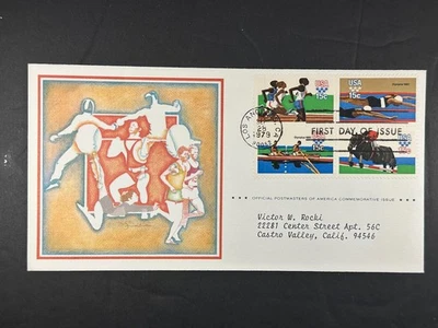 US FDC 1979 Summer Olympic Games Postmasters Cachet Insert Block of  4 LA a931 - Image 1 of 3