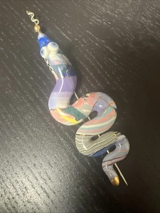Cynthia Chuang Signed “Jewelry 10” Porcelain Snake Stick Pin - Picture 1 of 9