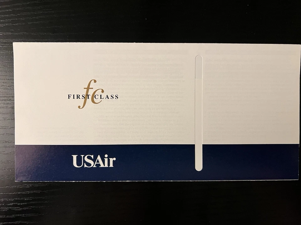 Chaqueta de billete de avión de primera clase USAir vintage sin usar años 90 Foto 1 de 1