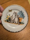 GEI Vintage 1995  5" Trinket Dish Plate CAT Gold Rim Kittens Butterfly