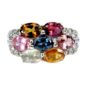 Sommer 925 Silberring Oval Turmalin 6x4mm Peridot Edelstein Schmuck Größe 7.5 - Bild 1 von 14