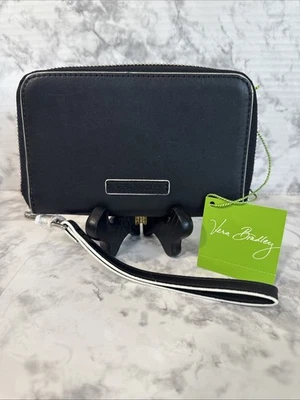 Vera Bradley Zip Around Wristlet Classic Black & White Faux Leather NWT - Image 1 of 4