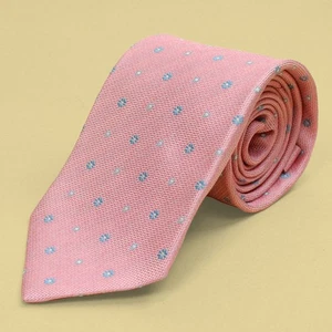 Corbata Borrelli Rosa/Azul Floral Patrón Limpio Tejida 100% Seda Cuello 7 Pliegues Italia - Imagen 1 de 5