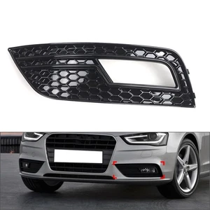 Fog Light Grille Cover Left Side Glossy Black For Audi A4 2013-16 - Picture 1 of 8