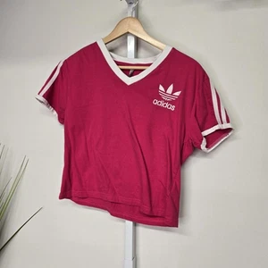 Adidas Women's Pink Short Sleeve V-Neck T-Shirt Size M - Picture 1 of 5