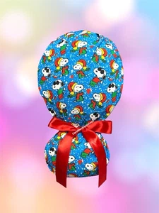 Snoopy ponytail scrub cap, Christmas scrub cap, Peanuts scrub cap - Picture 1 of 16