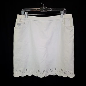 Dream Jeannes Quacker Factory White Skort Jersey Knit Eyelete Womens Sz L Skirt - Picture 1 of 5