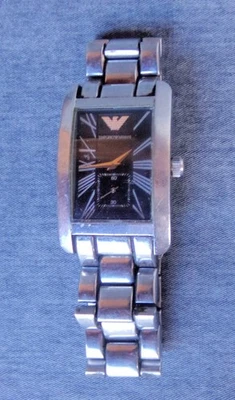Emporio Armani Tank Watch with Bracelet Band & Black Dial - Runs - Image 1 of 2