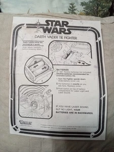 Vintage Star Wars 1979 Darth Vader TIE Fighter Instructions Sheet Original *READ - Picture 1 of 16
