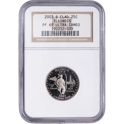 2003-S Clad Illinois State Quarter ~ NGC PF69 ULTRA CAMEO - Image 1 of 2