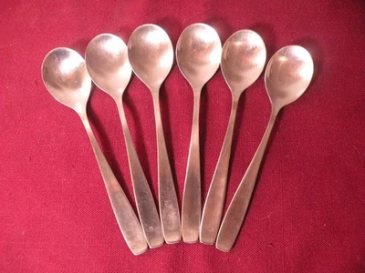Set Of 6 WMF LINE Pattern Egg Spoons Satin Stainless Steel Germany 4-3/4" - Image 1 of 4