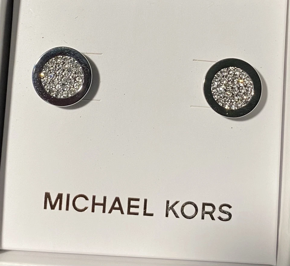 Michael Kors Stud Earrings Stainless And Crystals New In Box - Image 1 of 4