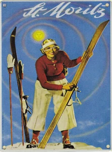 St Moritz skiing design metal sign 15cm x 20cm - Picture 1 of 1