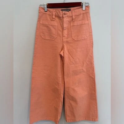 Calça cropped J Crew Point Sur lavada perna larga em pêssego tamanho 25 - Imagem 1 de 4